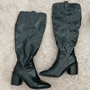 COPY - WIDE CALF Black knee high boots